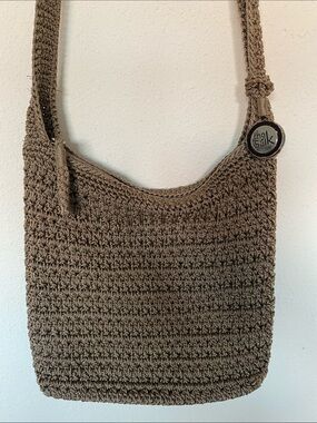 The Sak Crochet Crossbody Bag Taupe Brown Boho Festival Shoulder Purse